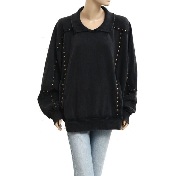 Free People Tops - Free People We The Free Studded Pullover Sweatshirt Top Oversized XL New 283722
